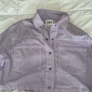 Cropped purple jean jacket Zara in size S. Fits oversized